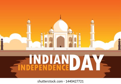 indian independence day poster with taj majal mosque