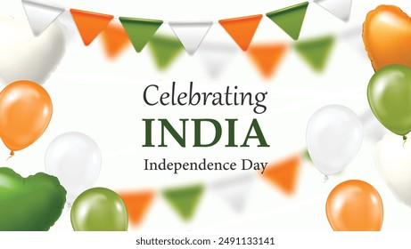 Indian Independence Day realistic balloons. 3D balloons for party decoration.