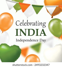 Indian Independence Day realistic balloons. 3D balloons for party decoration.