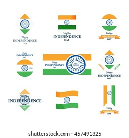 Indian Independence Day. Set. Vector illustration
