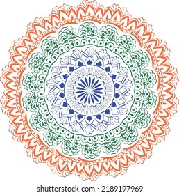 Indian Independence day. Tri colored mandala art for print or use as poster, card, flyer or Banner
