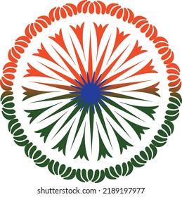 Indian Independence day. Tri colored mandala art for print or use as poster, card, flyer or Banner