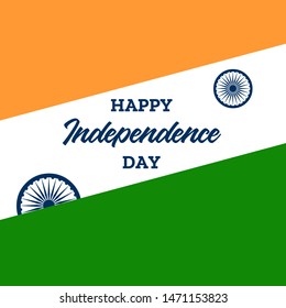 Indian Independence Day. Vector Illustration. Design concept for card or banner on orange and green background. 