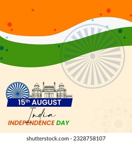 Indian Independence Day Vector Illustration Hand Drawn creative with Flag. Independence day India.
