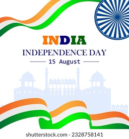 Indian Independence Day Vector Illustration Hand Drawn creative with Flag. Independence day India.