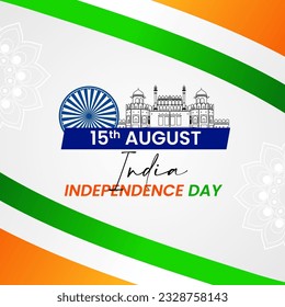 Indian Independence Day Vector Illustration Hand Drawn creative with Flag. Independence day India.