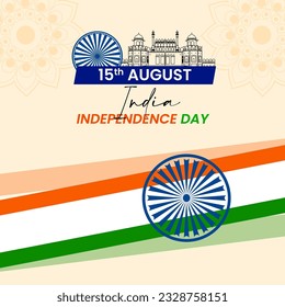 Indian Independence Day Vector Illustration Hand Drawn creative with Flag. Independence day India.
