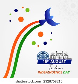 Indian Independence Day Vector Illustration Hand Drawn creative with Flag. Independence day India.