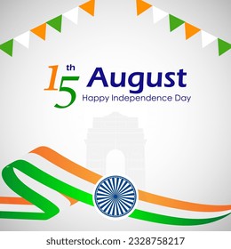 Indian Independence Day Vector Illustration Hand Drawn creative with Flag. Independence day India.