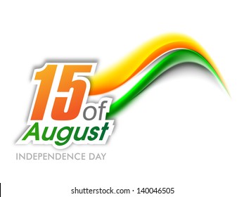 Indian Independence Day wave background with text 15 of August.