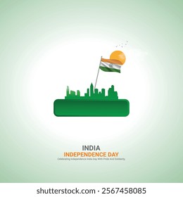 Indian Independence Day,Indian Independence Day creative ads design. social media post vector 3D illustration. 