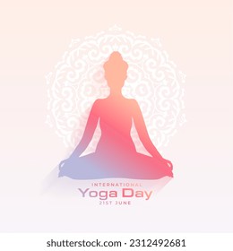 indian inspired international yoga day background with meditation posture vector
