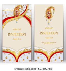Indian invitation card, pattern and crystals color.