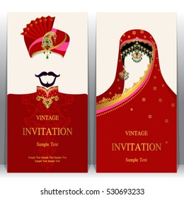 Indian Invitation Card, Pattern And Crystals Color.