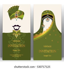 Indian invitation card, pattern and crystals color.