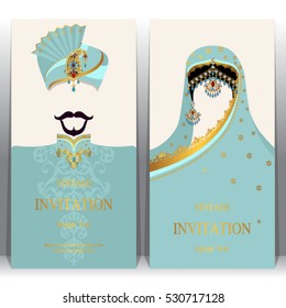 Indian invitation card, pattern and crystals color.