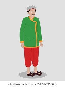 indian jamedar three quarter view cartoon character design