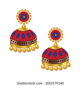 Indian jhumka jewellery vector bridal accessories fashion south asian antique jewelry vector illustration akshaya tritiya 