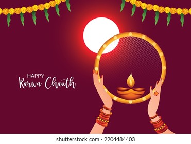 Indian karwa chauth festival card background 