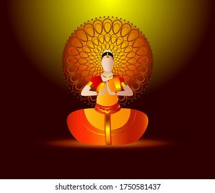 Indian kathak dance vector illustration. Woman performing kathak dance.