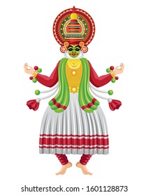 indian kathakali dancer vector illustration