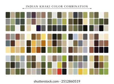 Indian khaki tone color palette. Trend color palette guide template. Fit for fashion designers, business, and paints colors company. Match combinations. Vector graphics. Eps 10.