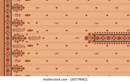 indian kurti background with mughal  motif front side