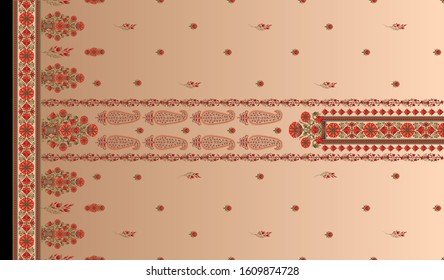indian kurti background with mughal  motif front side