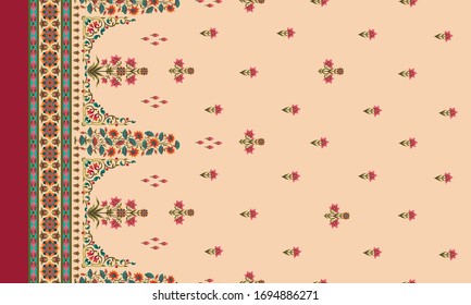 indian kurti background with mughal  motif front side
