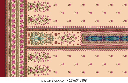  indian kurti background with mughal  motif front side