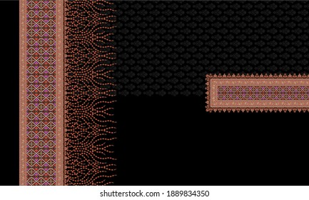 indian kurti   front side border neck background design 