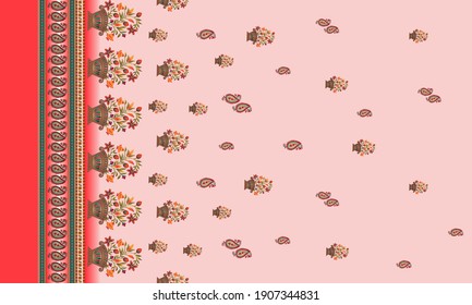  Indian kurti   Vorderseite mit floralem Topfmotiv, Hintergrund