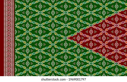   indian kurti front side border neck  geometric patoda Bandhani background design