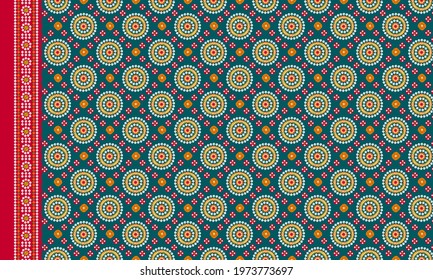   indian kurti front side border  geometric patoda Bandhani background design