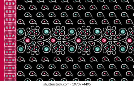   indian kurti front side border   panel geometric patoda Bandhani background design