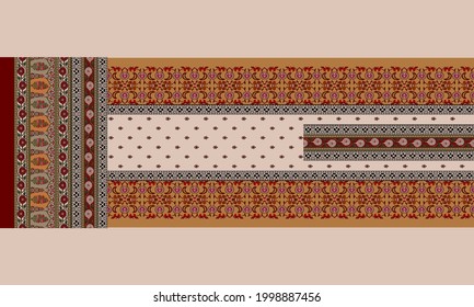 diseño de fondo del panel de fondo del tablero de paisley del borde delantero del kurti indio