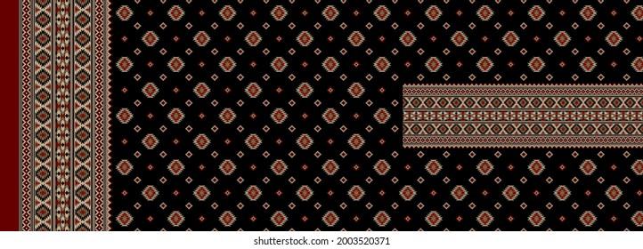  indian kurti front side border  neck  panel geometric  background design