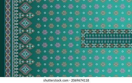indian kurti front side border neck geometric patoda Bandhani background design