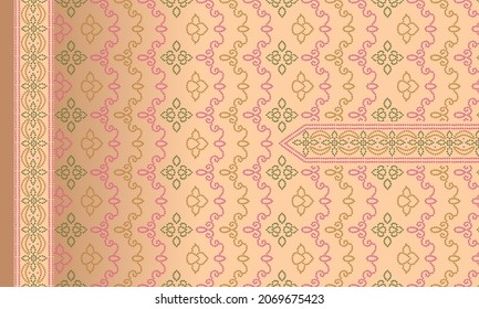  indian kurti front side border neck  panel geometric patoda Bandhani background design