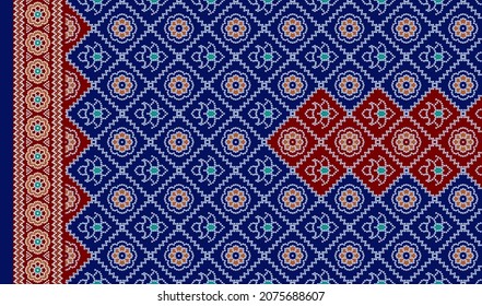 kurti indio borde de frente cuello   diseño de fondo geométrico patoda Bandhani