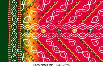 indian kurti front side geometric Panel bandhani  patoda design
