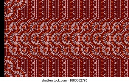  indian kurti   front side   geometric neck-border  panel patoda Bandhani background