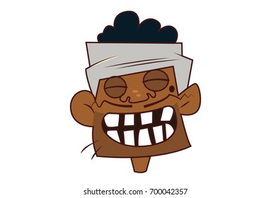 Indian Labourer Happy. Vector Illustration. Isolated on white Background.