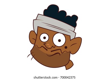Indian Labourer Sad. Vector Illustration. Isolated on white Background.
