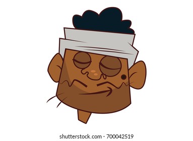 Indian Labourer tired. Vector Illustration. Isolated on white Background.
