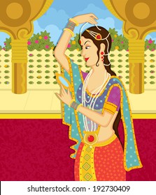 Indische Dame macht Make-up im indischen Kunststil