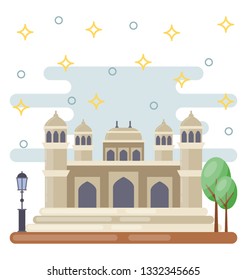 Indian landmark, itimad-ud- daulah tomb flat icon 
