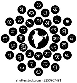 Indian language letters tree with Indian Map