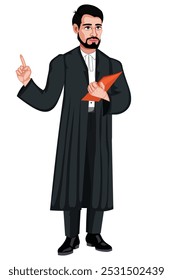 Indian Lawyer Cartoon Character Vector Illustration