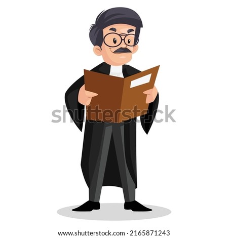 Indian lawyer is reading a file. Vector graphic illustration. Individually on white background.	
